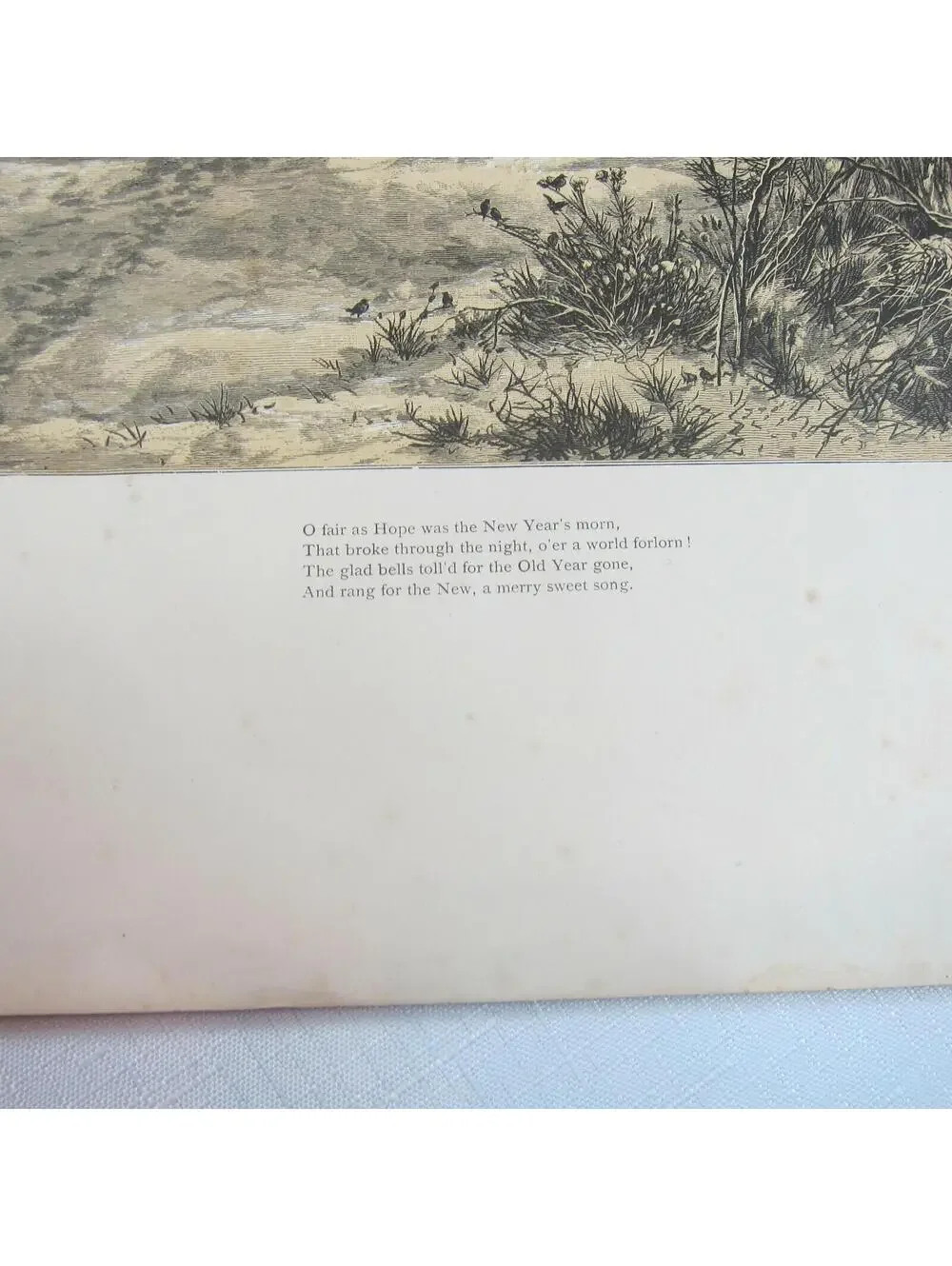 Antique 1870s Wood Engraving Print Cathedral Churchgoers New Years Thomas Moran